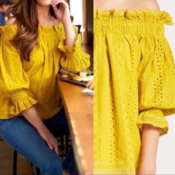 Revolve Endless Rose Embroidered Bardot Top - Picture 3 of 10